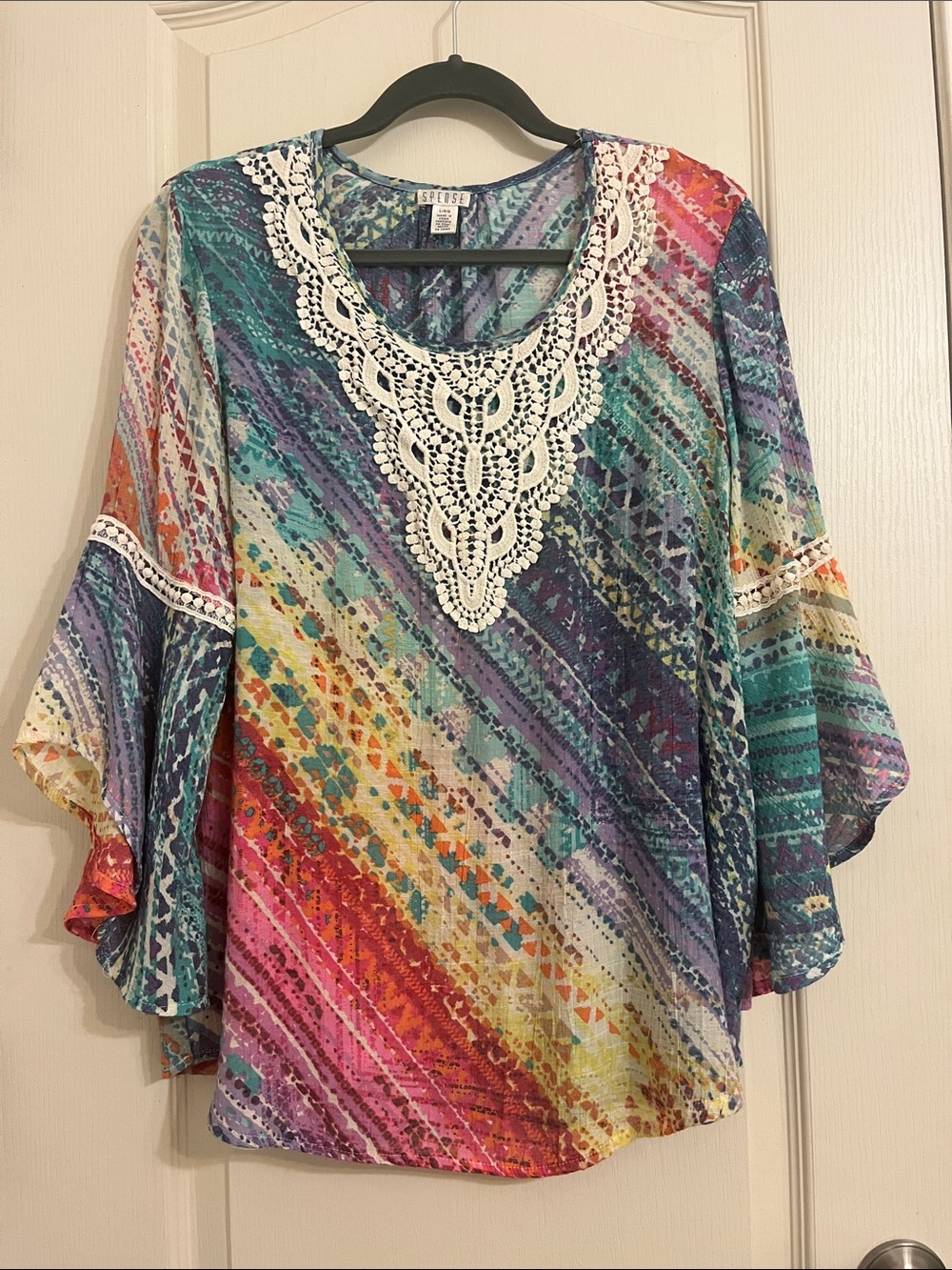 Colorful BoHo peasant top